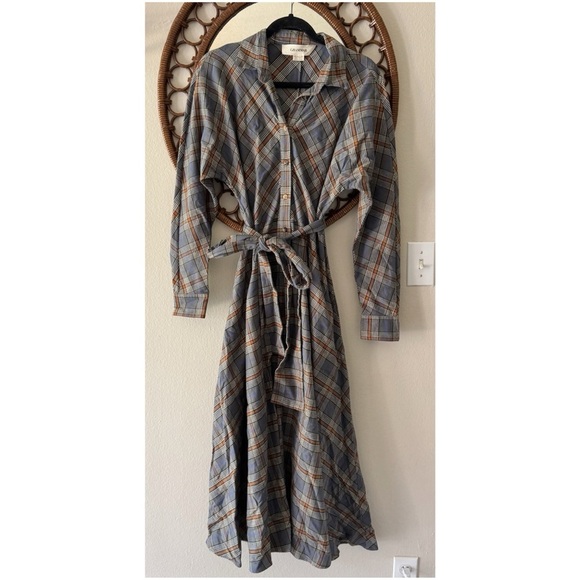 Grammar NYC  the feminine organic cotton plaid maxi dress size 6 - Picture 1 of 14